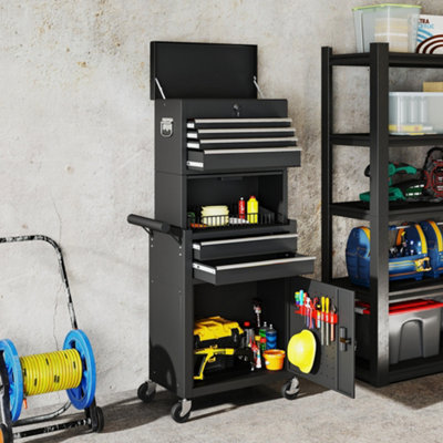 HOMCOM 6 Drawer Tool Chest - Black - Steel - Image 4