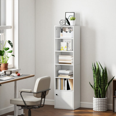 Homcom Tall Bookcase6-Tier Bookshelf With 3 Adjustable ShelvesWhite from B&Q