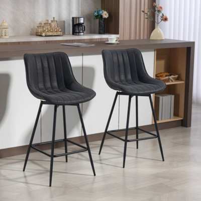 Homcom Swivel Bar Stools Set Of 2Pu Leather Upholstered Bar ChairsBlack from B&Q