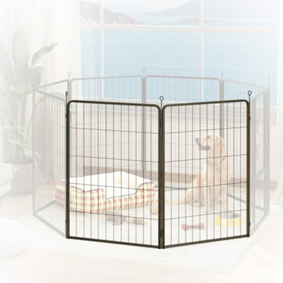 PawHut Large Dog Pen - Steel - Black - Image 6