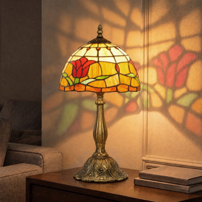 Homcom Red Tiffany Stained Glass Table Lamp, Handcrafted Artisan Lamp, Ø25 X 45H Cm, Zinc Alloy - Image 7