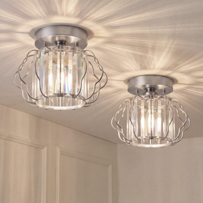 Homcom Unisex Silver Crystal Ceiling Light Fixtures, Ceiling Lighting, Pack In Size 2 - Image 7