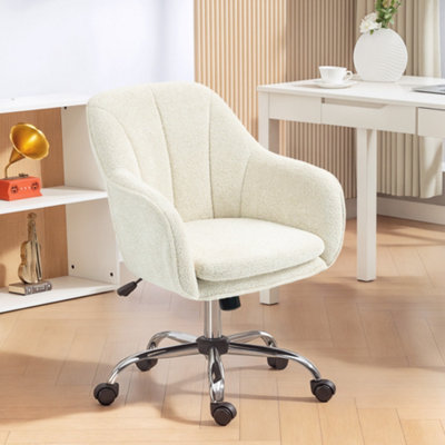 Homcom Modern Snow Flannel Office Desk Chair For BedroomLiving RoomBeige from B&Q