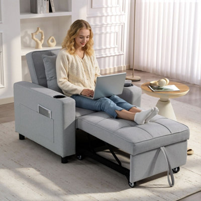 B&Q -  3-In-1 Sofa BedConvertible Sleeper Chair With Adjustable Backrest