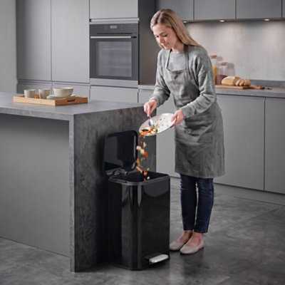 Homcom 20L Kitchen Bin, Pedal Bin With Removable Bucket, High Gloss Black - Image 8