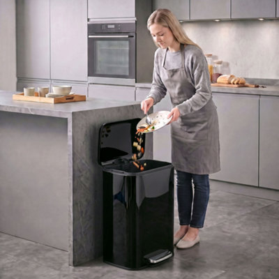 Rackhams Black 50L Kitchen Bin, Pedal Bin With Removable Bucket, High Gloss - Image 8