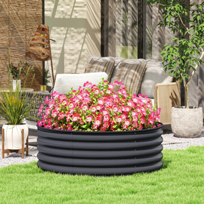 B&Q -  Galvanised Planter With Gloves120 X 120 X 43CmDark Grey