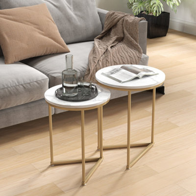 B&Q -  Nesting Coffee Table Set Of 2 With Metal FrameGold Tone