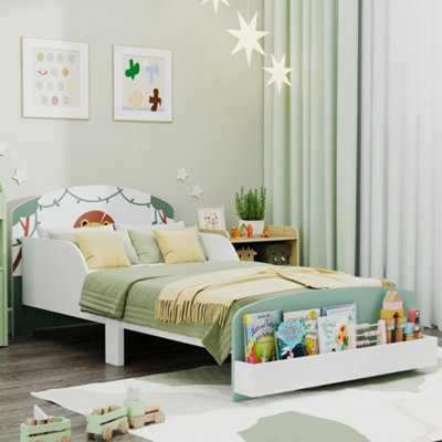 Rackhams Green Toddler Bed, Lion-Themed Kids Bed Frame With Storage - Image 10
