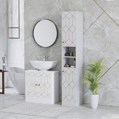 B&Q -  Slim Bathroom CabinetBathroom Storage Cabinet With DoorsWhite