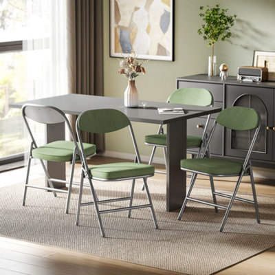B&Q -  Folding Chairs Set Of 4 With Cushioned SeatSteel FrameGreen