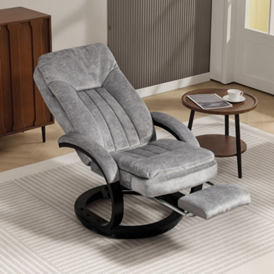 Homcom Manual Recliner Armchair With FootrestWooden BaseGrey from B&Q