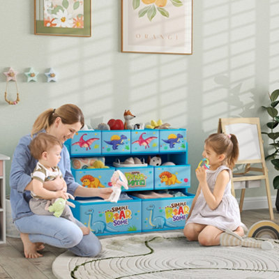 B&Q -  3-Tier Toy Organiser Shelf With 9 Storage Boxes For BedroomBlue