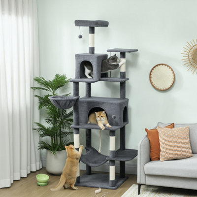 PawHut Cat Tree - 202cm - Dark Grey - Sisal - Image 10