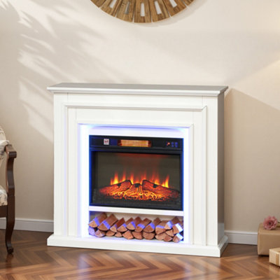 Homcom Unisex White 1800W Inset Electric Fireplace And Mantel Reach Up To 30 M², - Image 10