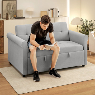 B&Q -  Convertible Pull Out Sleeper Sofa Bed Settee For Living RoomGrey