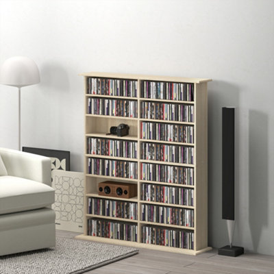 HOMCOM Wood Media Storage Unit - 16 Shelf - Natural - Image 7
