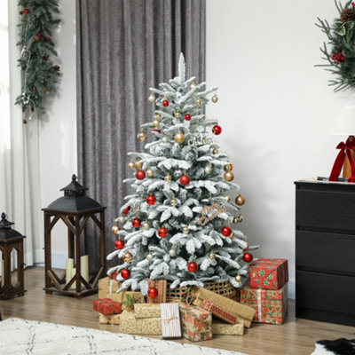HOMCOM Artificial Christmas Tree with Branches, Hinged Xmas Tree in Green | Size: 5ft - Image 10