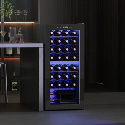 86L Dual Zone Wine Cooler Fridge 32 Bottle Adjustable Temperature Black - Image 3
