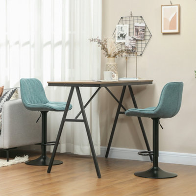 Homcom Bar Stools Set Of 2, Modern Armless Bar Chairs, Blue