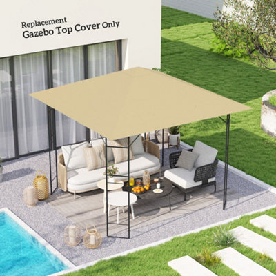 Outsunny 3 X 3(M) Gazebo Canopy Replacement Cover With Drain Holes, Beige