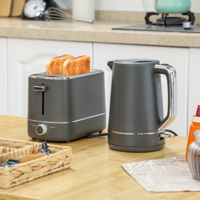 Homcom Grey 1.7L 3000W Fast Boil Electric Kettle And 2 Slice Toaster Set - Image 11