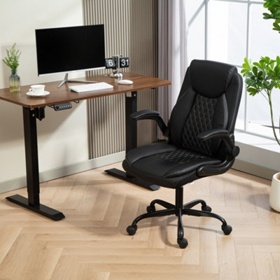 Bobobiy Black Faux Leather Office Chair. With Flip-Up Armrests - Image 9