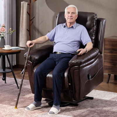 Homcom Massage Recliner ChairLift Chair With HeatUsbRemoteBrown from B&Q