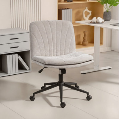 B&Q -  Criss Cross Chair With WheelsArmless Wide Office ChairBeige