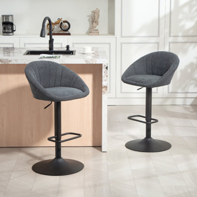 Homcom Swivel Bar Stools Set Of 2 Height Adjustable Bar Chairs Dark/Grey
