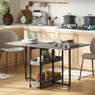 B&Q -  Folding Dining TableDrop Leaf Table With Open CompartmentsGrey