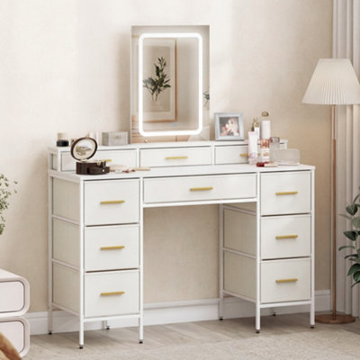 B&Q -  Dressing Table With Led Lighting Mirror And 10 DrawersWhite