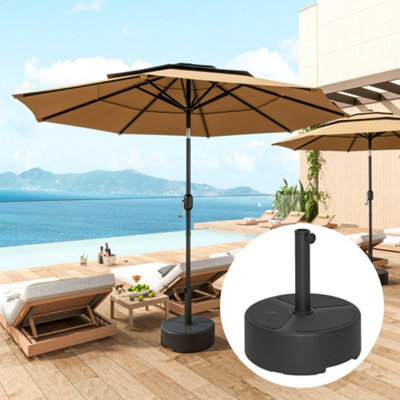 Outsunny Round Garden Parasol BaseSand/water Filled Parasol StandBlack from B&Q