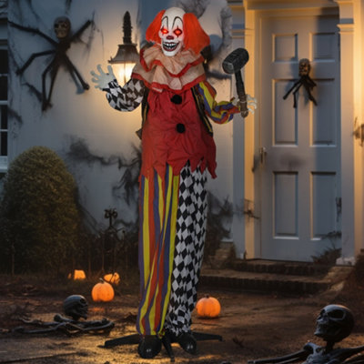 Outsunny Unisex Multicolor Sound Activated Halloween Animatronics Clown With Red Light Up Eyes - Image 9