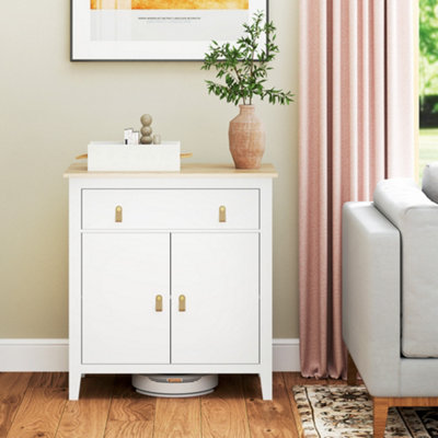 Homcom White Sideboard With Drawer, Adjustable Shelf For Living Room,