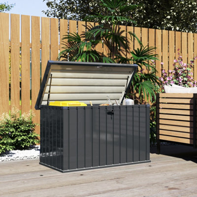 Outsunny Waterproof Metal Outdoor Storage Box With Lock And Keys 400L