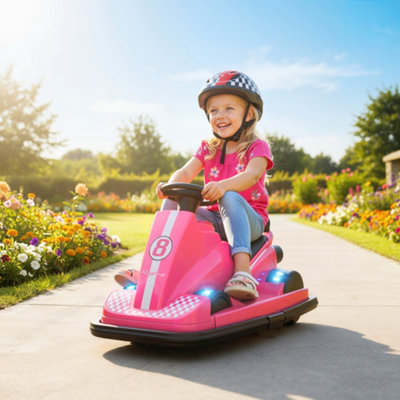 Aiyaplay Electric Kids Bumper Car With 360 Degree Rotation SpinPink from B&Q