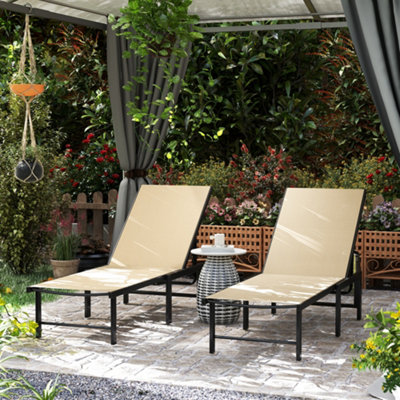 Outsunny Sun Loungers Set Of 25-Level Reclining SunbedsKhaki from B&Q