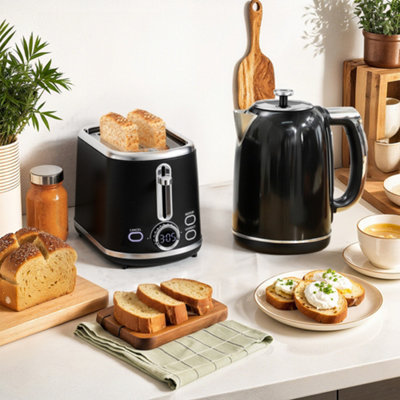 Homcom 3000W Kettle And 2 Slice Toaster With Keep Warm Memory Function 1.7L