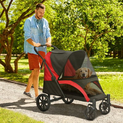 B&Q -  Foldable Pet Stroller For Medium DogsRed/black
