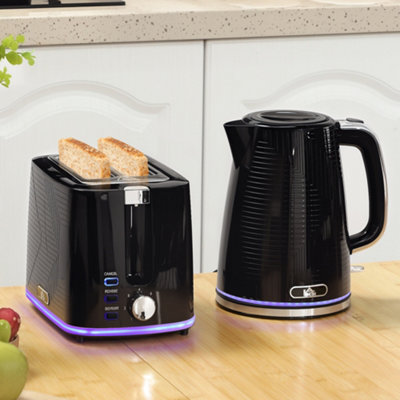 Homcom 3000W 1.7L Rapid Boil Kettle And 2 Slice Toaster Crumb Tray