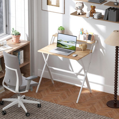 Homcom 81.5 Cm Folding Computer Desk For Small Spaces Bedroom Natural from B&Q