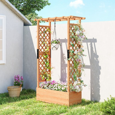 B&Q -  Raised Bed For Garden With Trellis110 X 44 X 181 CmNatural