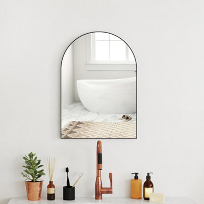 Homcom Black Arch Bathroom Mirror Wall Mirror With Steel Frame 50X70cm - Image 6