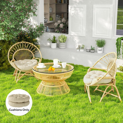 B&Q -  Outdoor Seat Cushions Set Of 2Tufted Round Chair PadsBeige