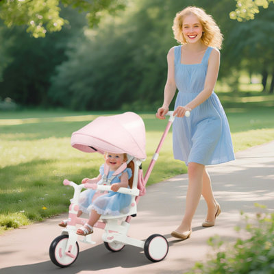 AIYAPLAY 5 In 1 Foldable Kids Trike - Toddler Tricycle For 1-3 Years - - Pink  | TJ Hughes - Image 6
