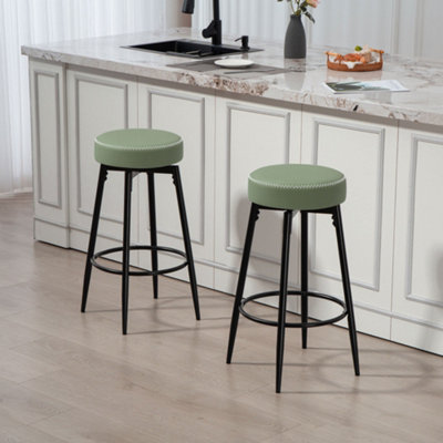 Homcom White Swivel Bar Stools Set Of, Pu Leather Barstools With Footrest Size 2
