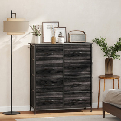 Homcom Fabric Chest Of Drawers, 8 Drawer Dresser For Bedroom, Black