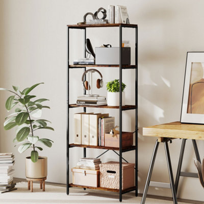 HOMCOM Industrial Bookshelf, Freestanding Bookcase, Rustic Brown & Black - Image 7