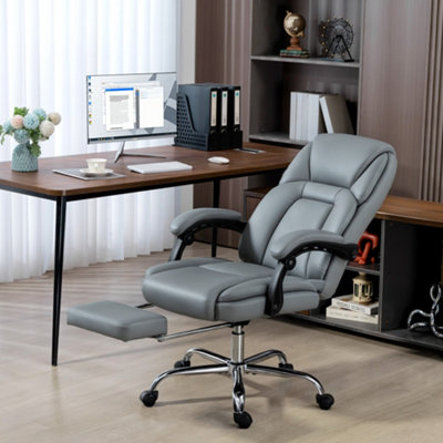 Homcom Unisex Grey Office Chair, Computer Desk Chair With Spring Cushion In - Image 8